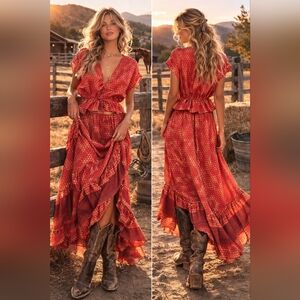 Nwt Free People Dreambound Set Red Rouge  Combo  XL Maxi